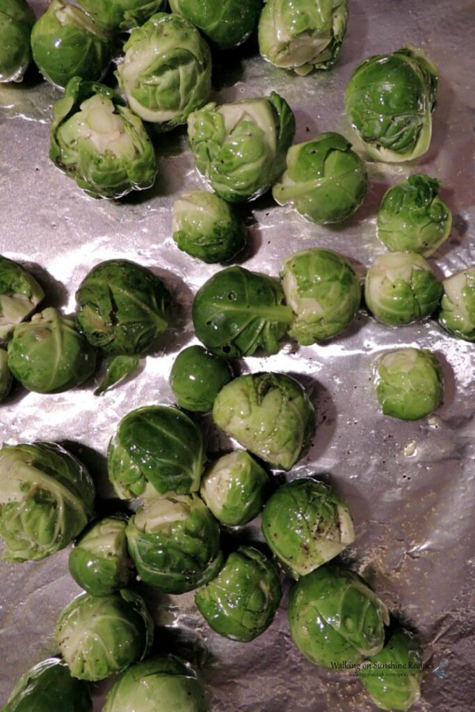 Brussels Sprouts on Baking Tray with oil