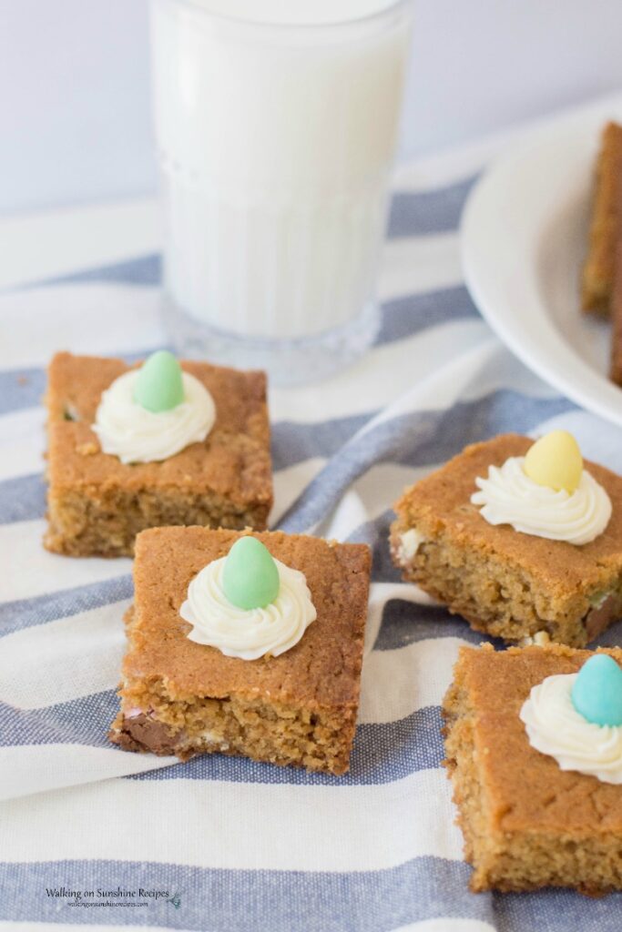 Candy Cookie Bars with glass of milk