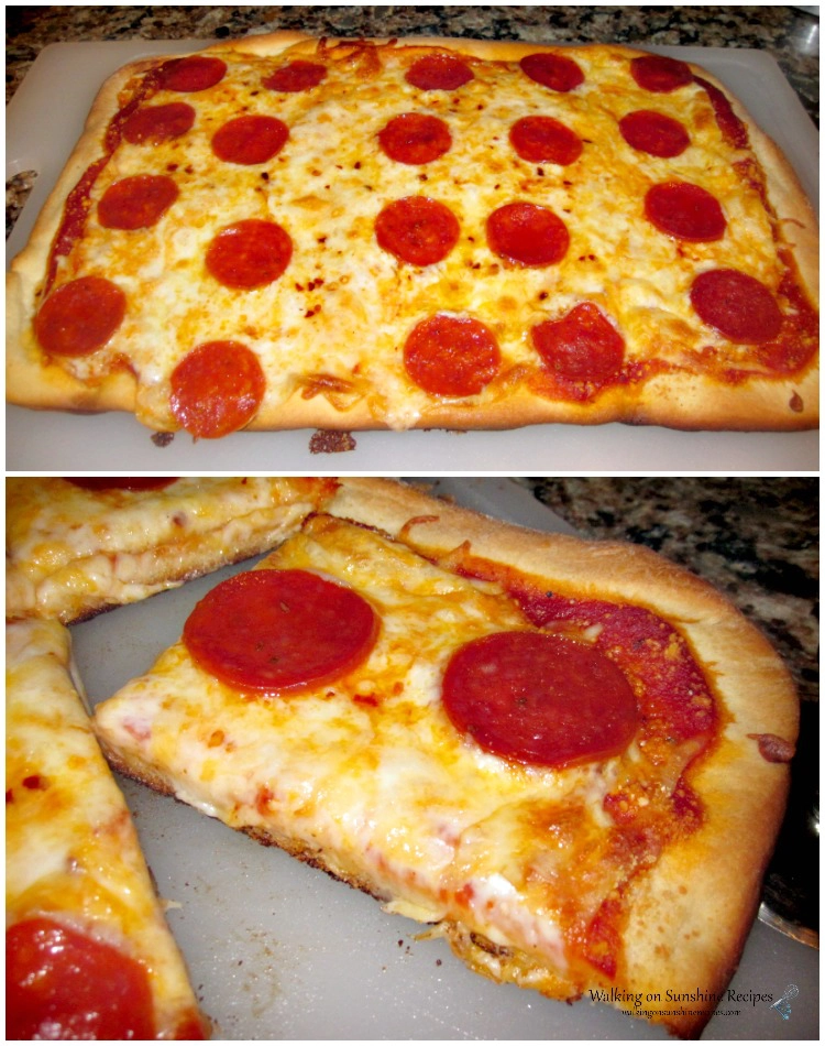 Homemade Traditional Pizza on cutting board