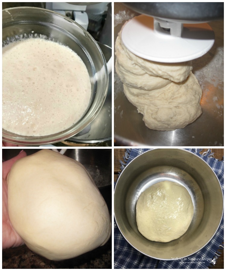 Add yeast to KitchenAid mixer to make homemade pizza dough. 