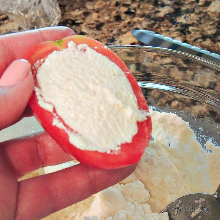 Tomato stuffed with ricotta cheese