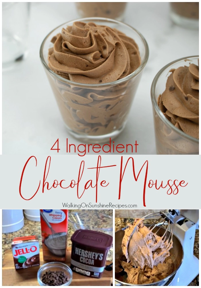 4 ingredient chocolate mousse recipe with ingredients. 