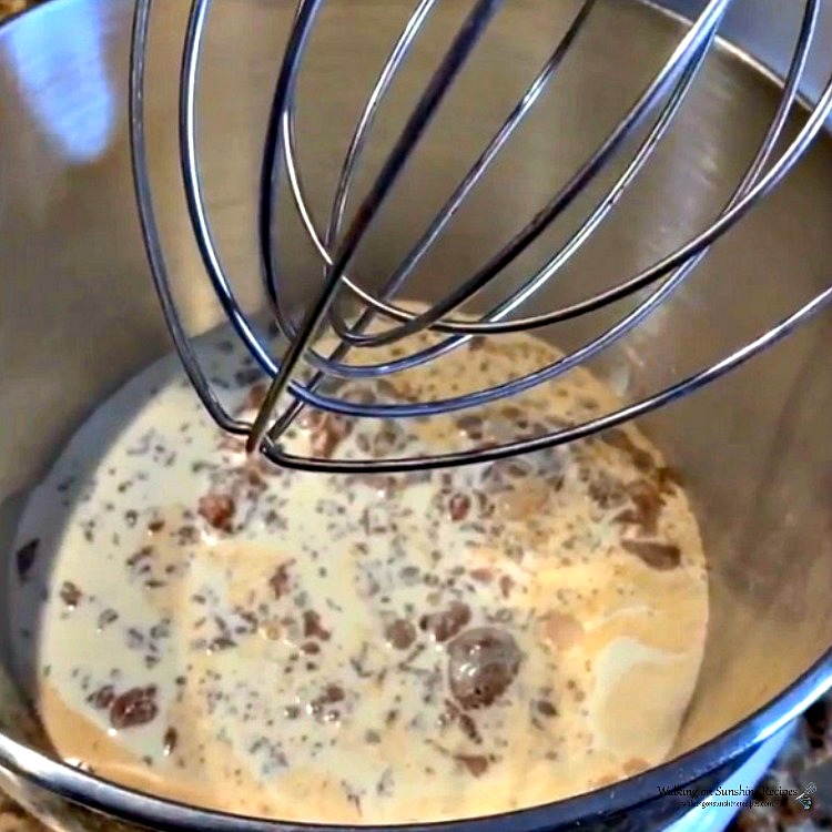 Add all the ingredients except the mini chocolate chips to the mixer