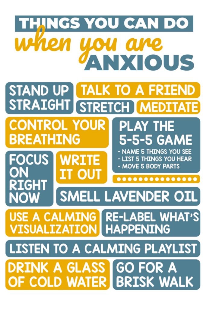 Things to do when you are anxious printable. 