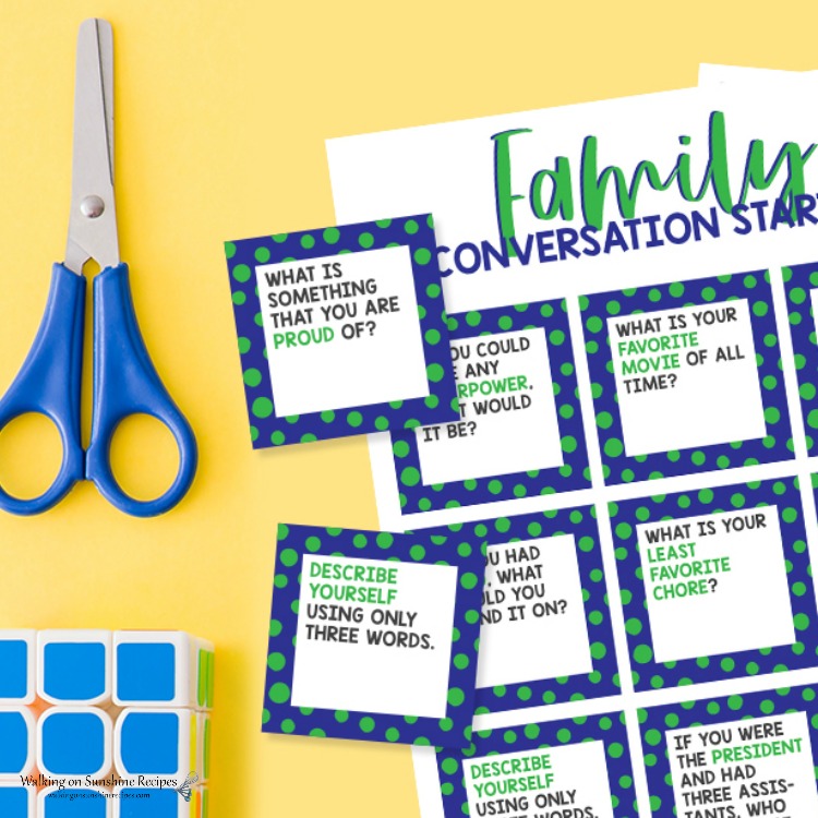 Family Conversation Starters - Printable Cards - Walking on Sunshine