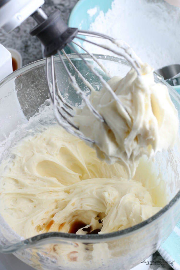 Add vanilla to the cream cheese, powdered sugar mixture
