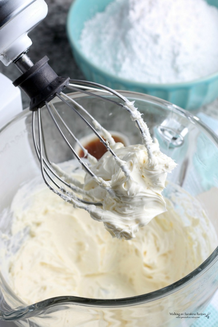 Cream Cheese Frosting in Kitchen Aid Mixer Light and Fluffy