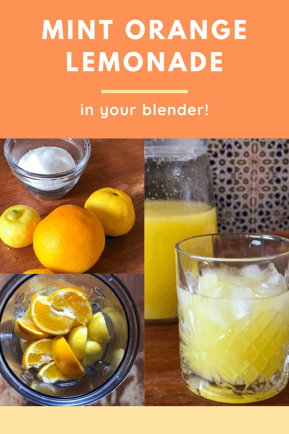 Mint orange lemonade made in the blender.