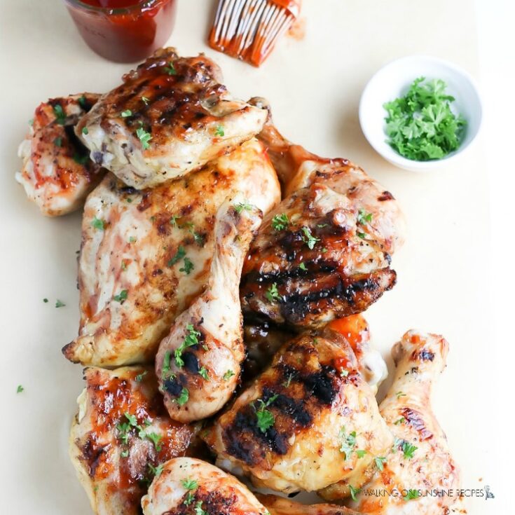 Grilled Barbecue Chicken Legs and Thighs