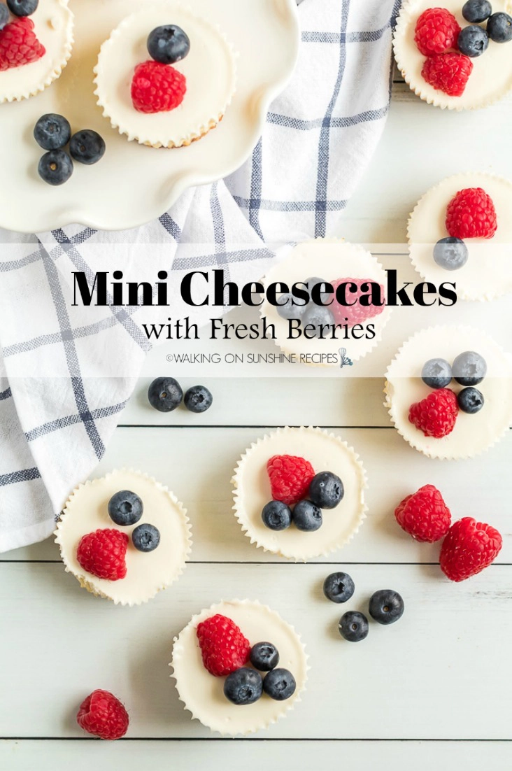 Mini Cheesecakes with Fresh Berries Closeup Pin 3