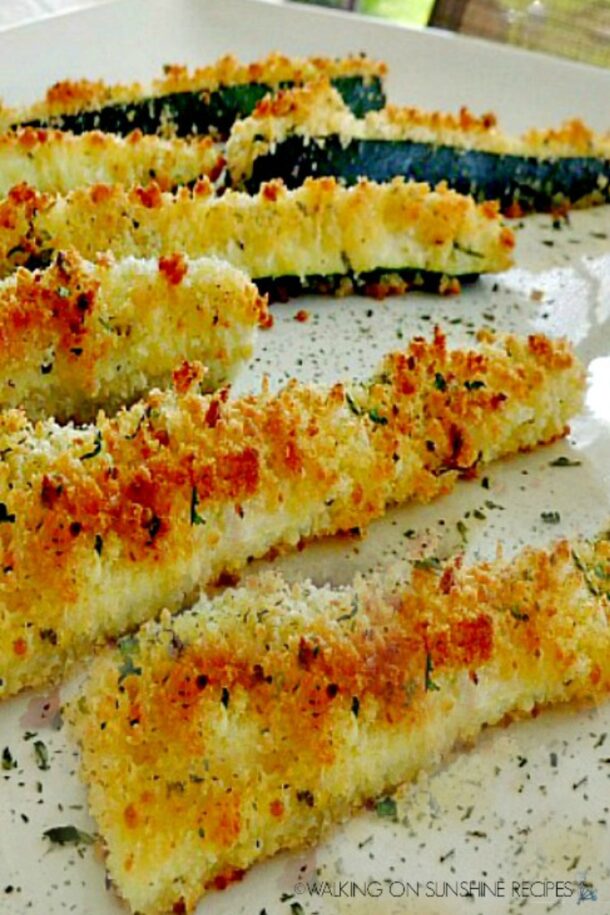 Parmesan Crusted Zucchini Sticks | Walking on Sunshine Recipes