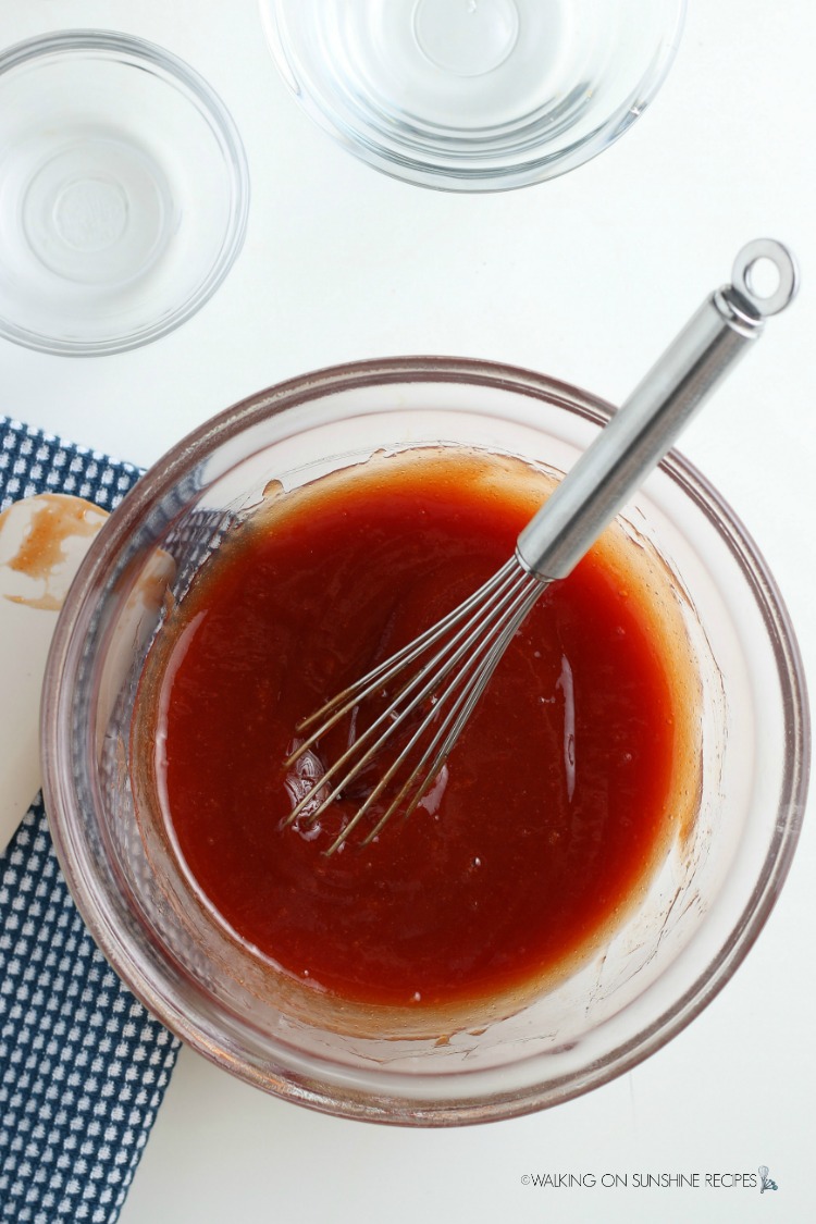 Whisk together ingredients for Homemade BBQ Sauce