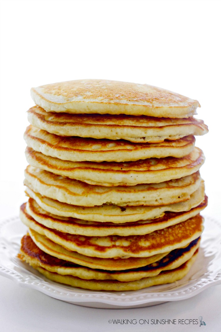 Stack of freshly made buttermilk pancakes. 