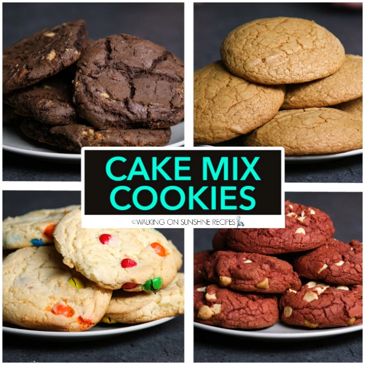 Four different cake mix cookie recipes.