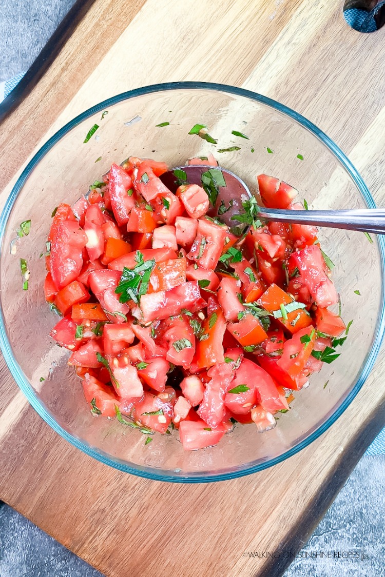 Caprese Bruschetta Tomato Salad in Bowl