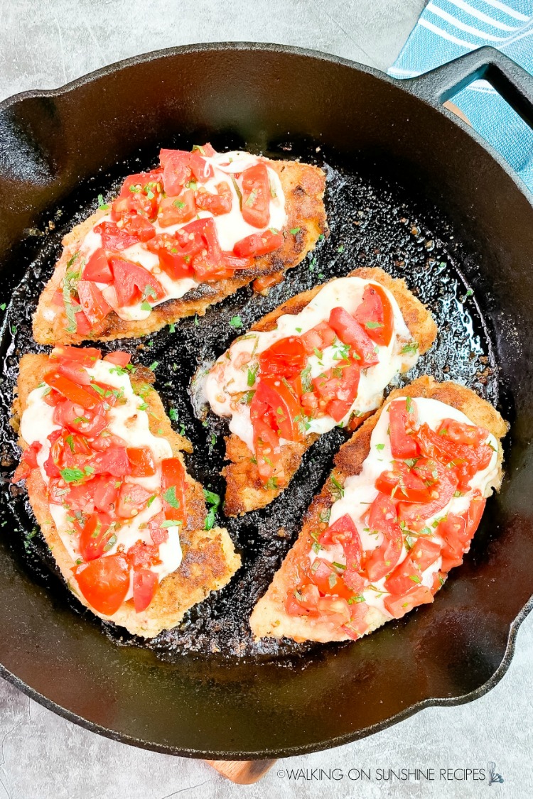 chicken caprese in Cast Iron Pan