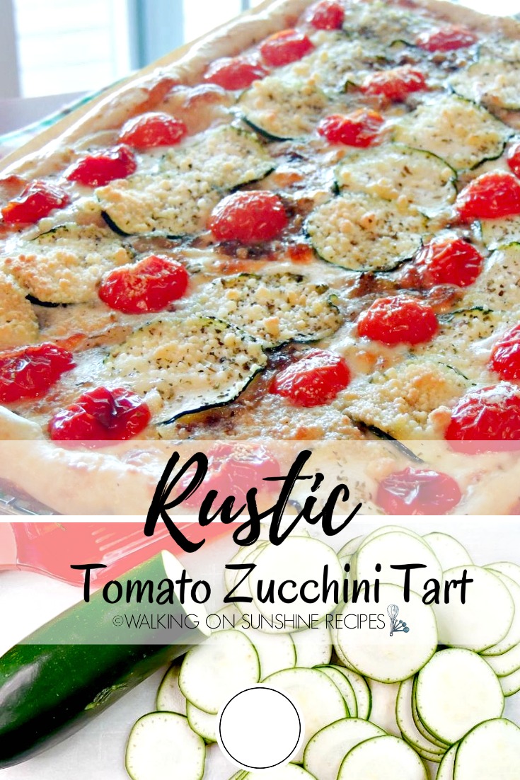 Tomato Zucchini Tart with sliced zucchini. 