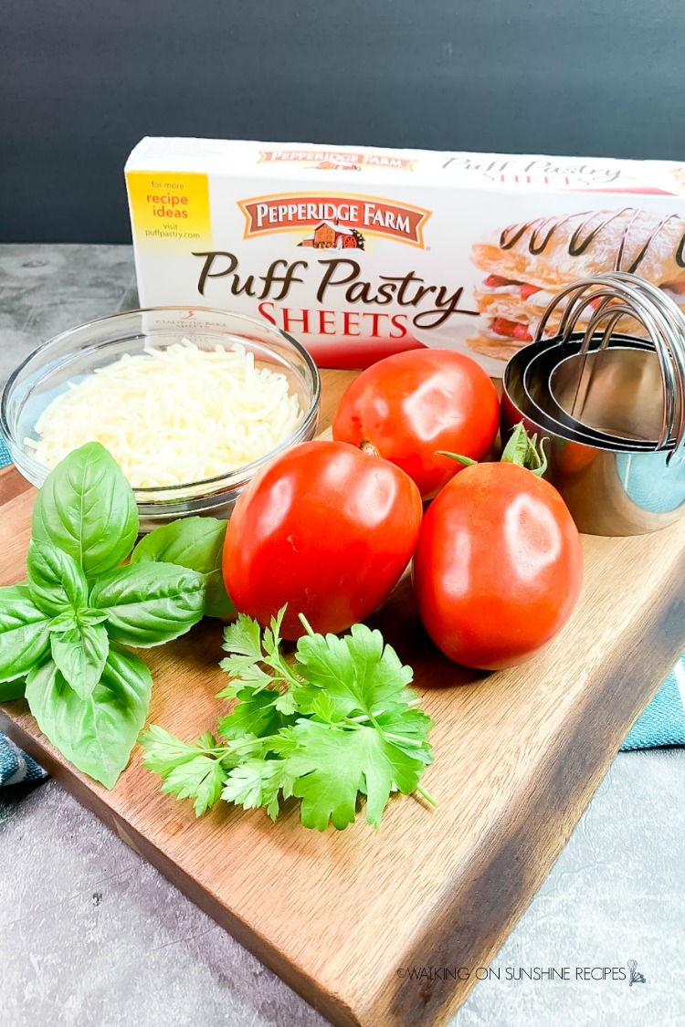 Ingredients for Tomato Tarts Puff Pastry Appetizer