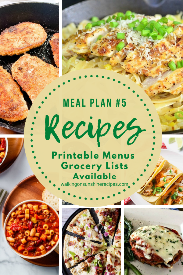 Meal Plan Categories - Walking On Sunshine Recipes