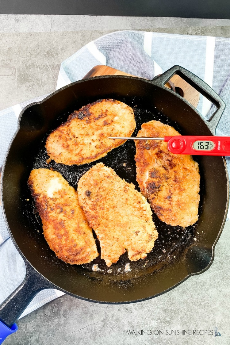 Test chicken with instant read thermometer