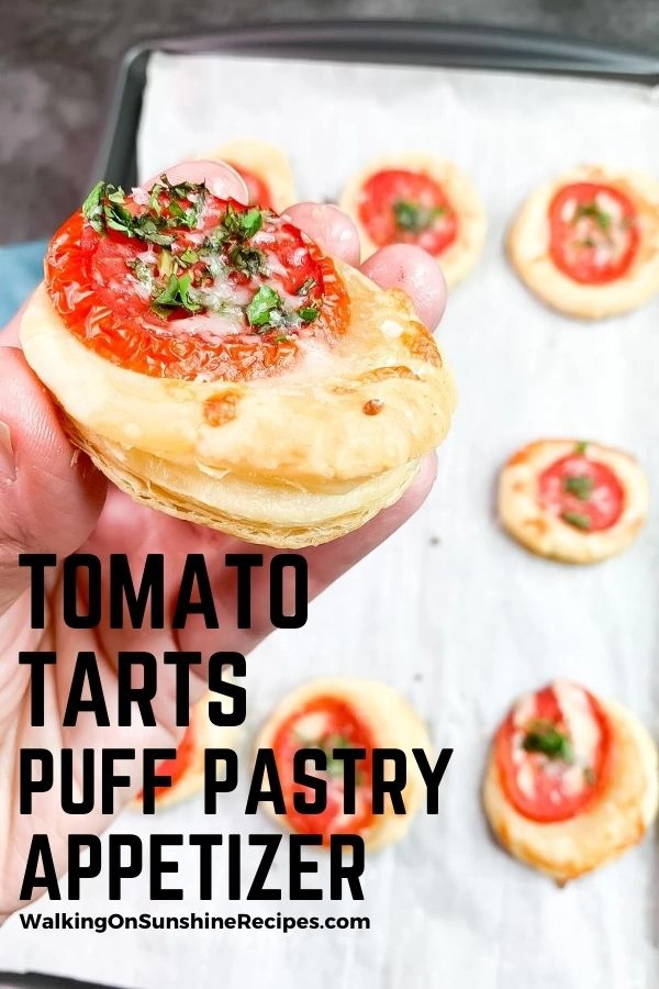 tomato and mozzarella puff pastry bites.