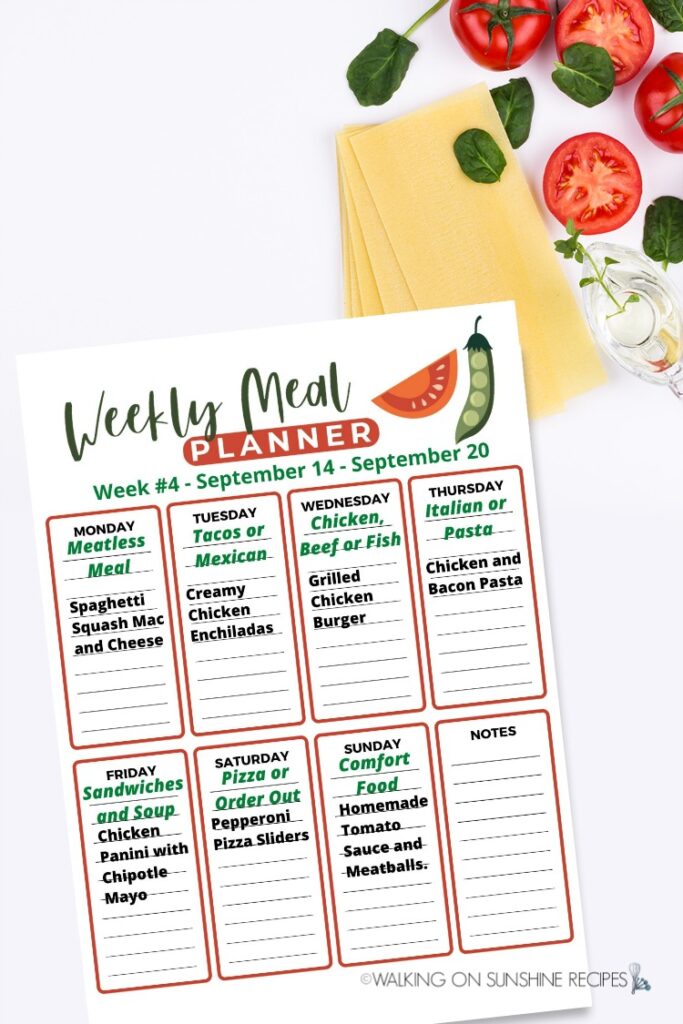 Weekly Meal Plan for week #4