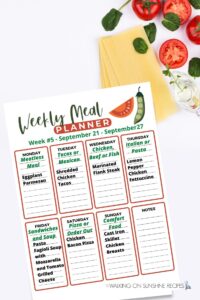 Meal Plan 5 - Free Printables - Walking On Sunshine Recipes