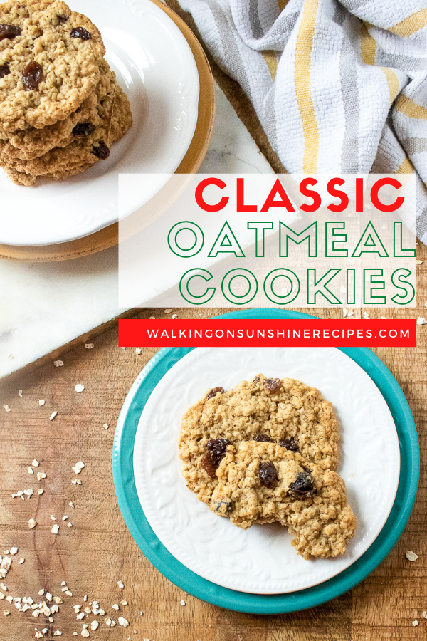 Classic Kitchenaid mixer cookie recipes Oatmeal cookies on white plate.