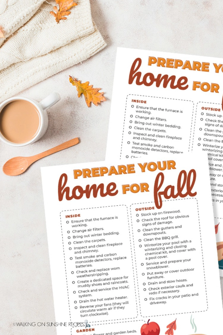 Free printable prepare your home for fall checklist. 
