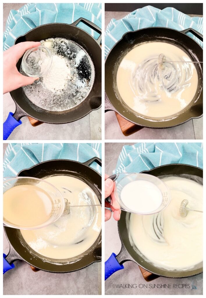 Make the cream sauce for Skillet Chicken Pot Pie 