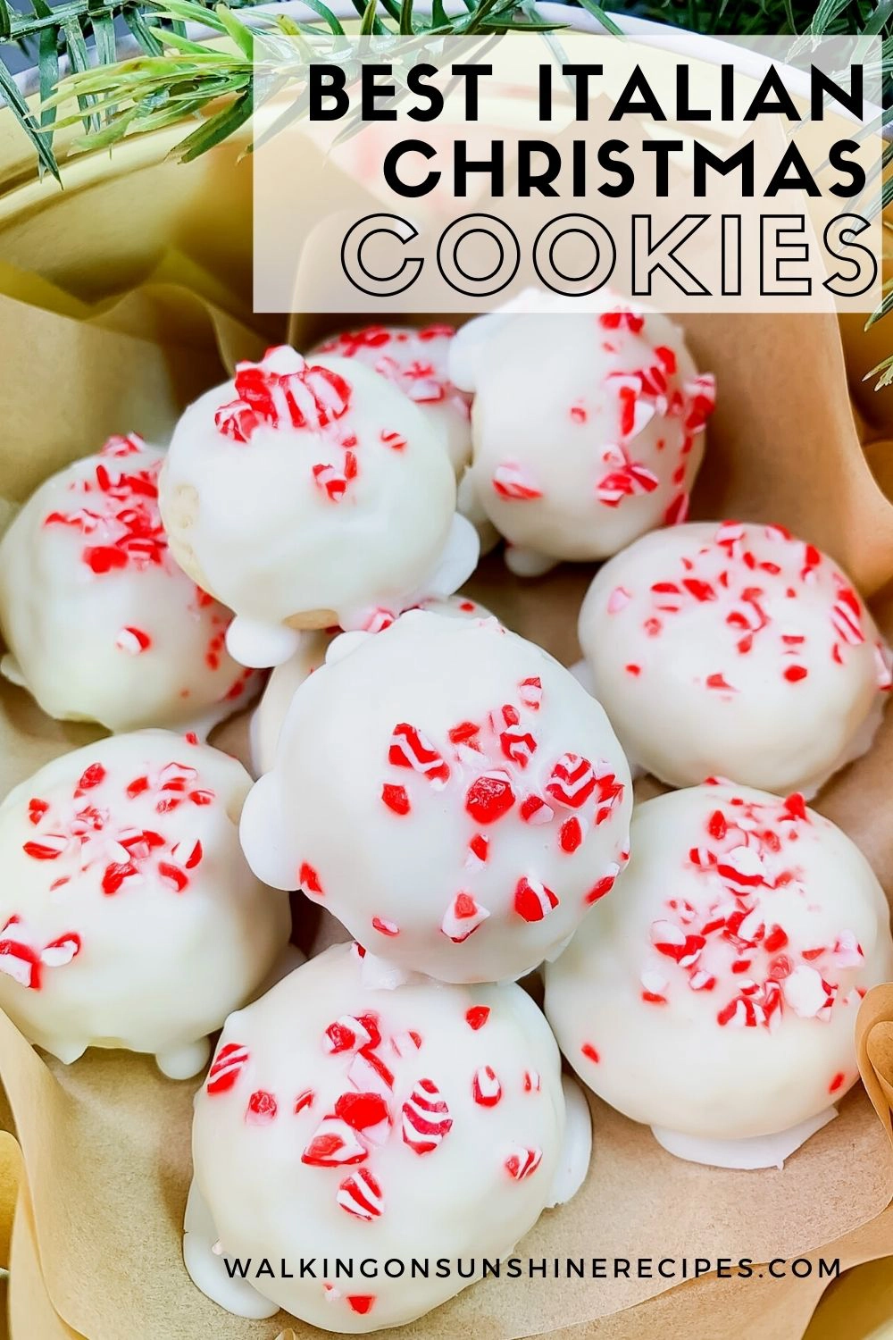 Glazed cookies with crushed peppermint candies. 