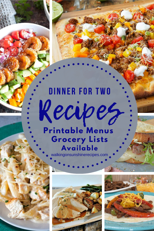 Dinner for Two Weekly Meal Plan | Walking on Sunshine Recipes