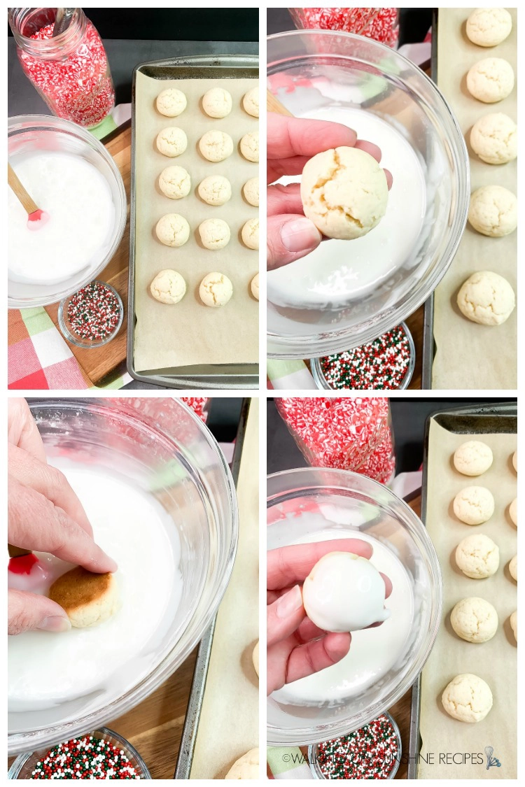 Adding and Dipping Cookies in Glaze