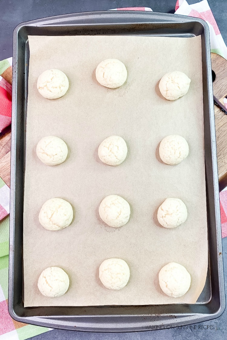 Baked cookies on parchment lined baking tray