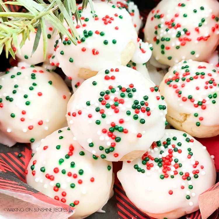 Best Italian Christmas Cookies with red and green sprinkles 