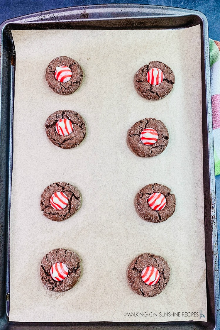 Baked Peppermint Christmas Cookies on baking tray