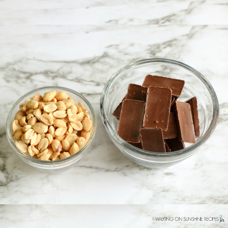 Salted peanuts and sugar-free chocolate bars. 