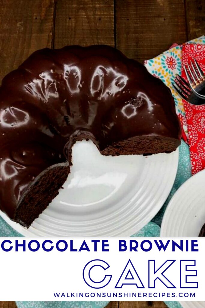 brownie cake on white plate with aqua napkin