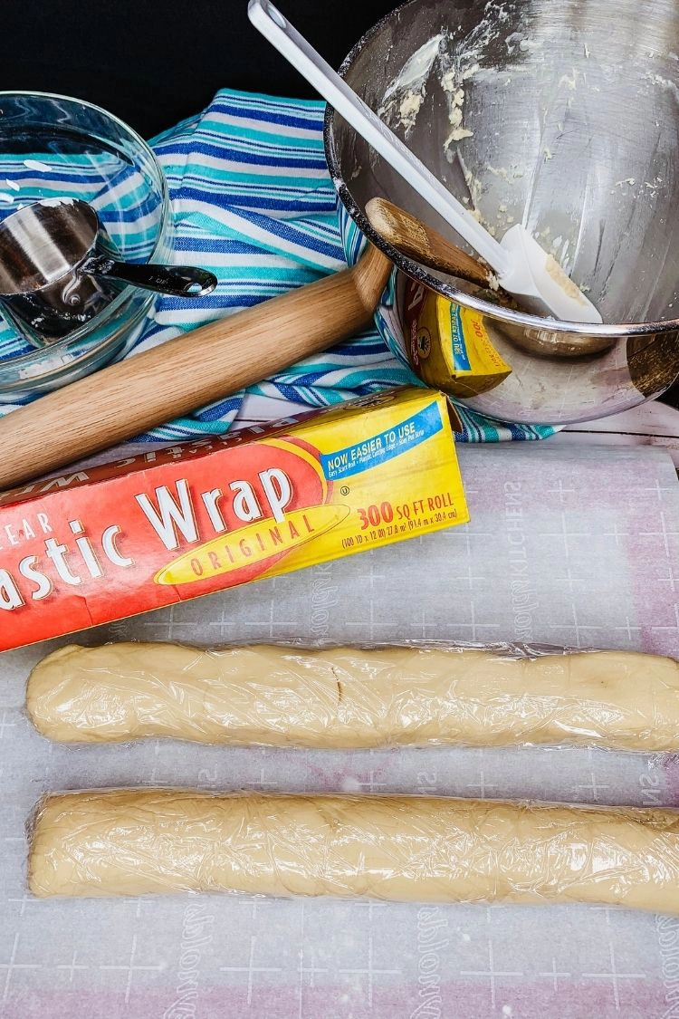 Slice and Bake cookies wrapped in plastic wrap. 