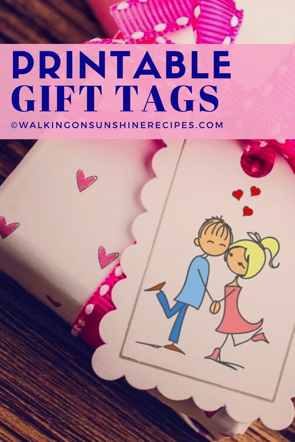 Valentine's Day gift tags on gift box
