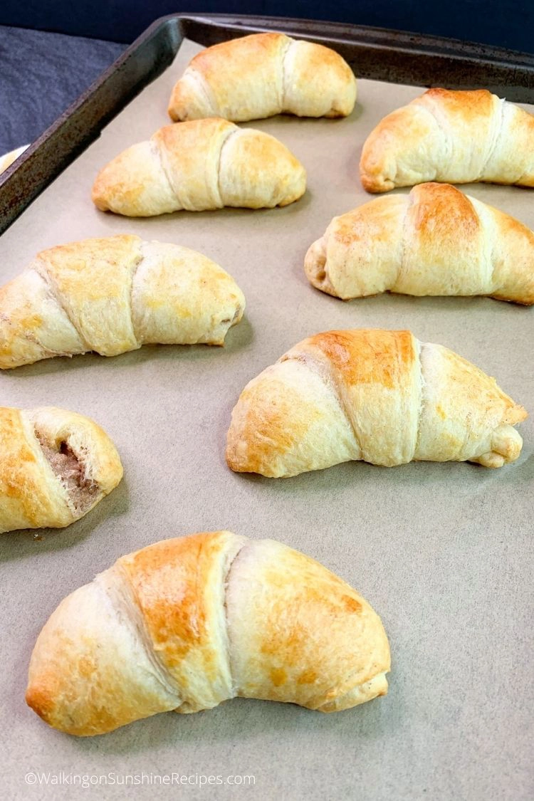 baked crescent rolls filled with cream cheese sugar mixture. 