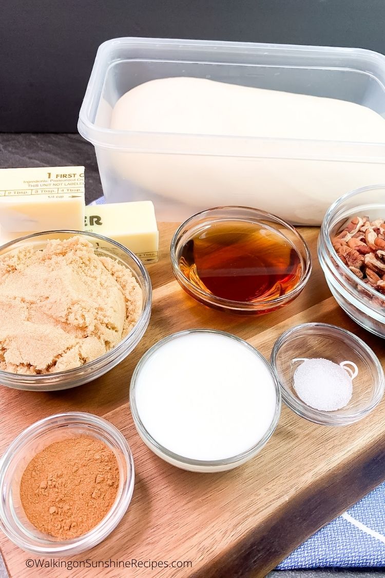 Rhodes frozen bread dough and ingredients.