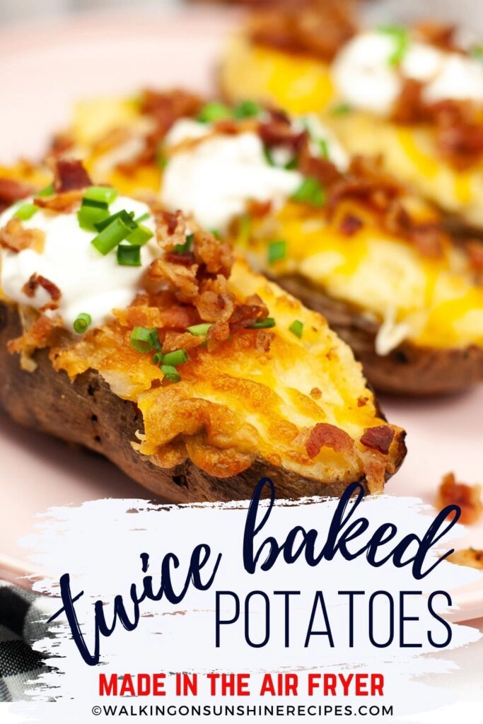 baked potatoes stuffed with cheddar cheese, sour cream and bacon. 