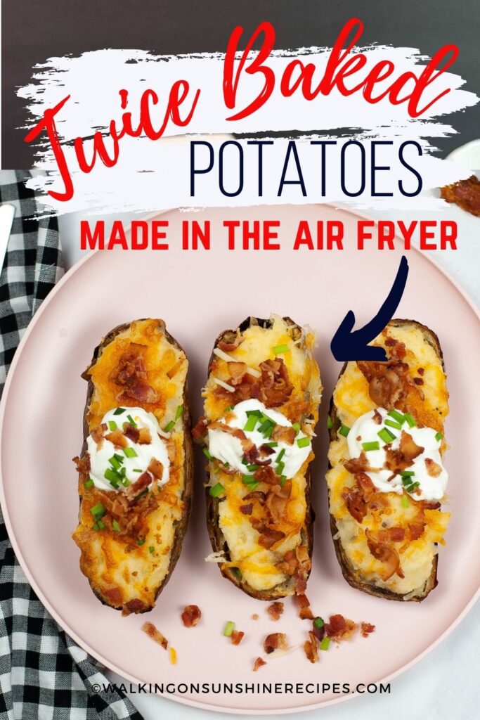 Air fryer twice baked potatoes with sour cream and chives.