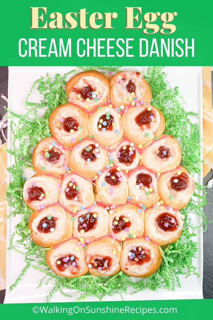 Crescent rolls filled with sweetened cream cheese and cherry pie filling.