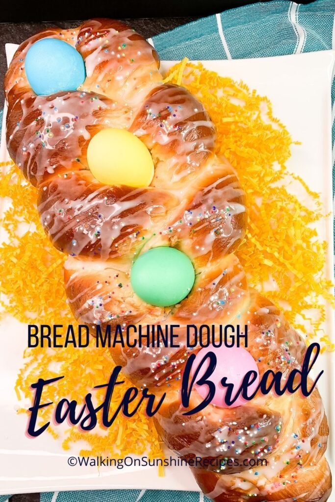 Easter Bread Glaze on top of braided loaf of bread.
