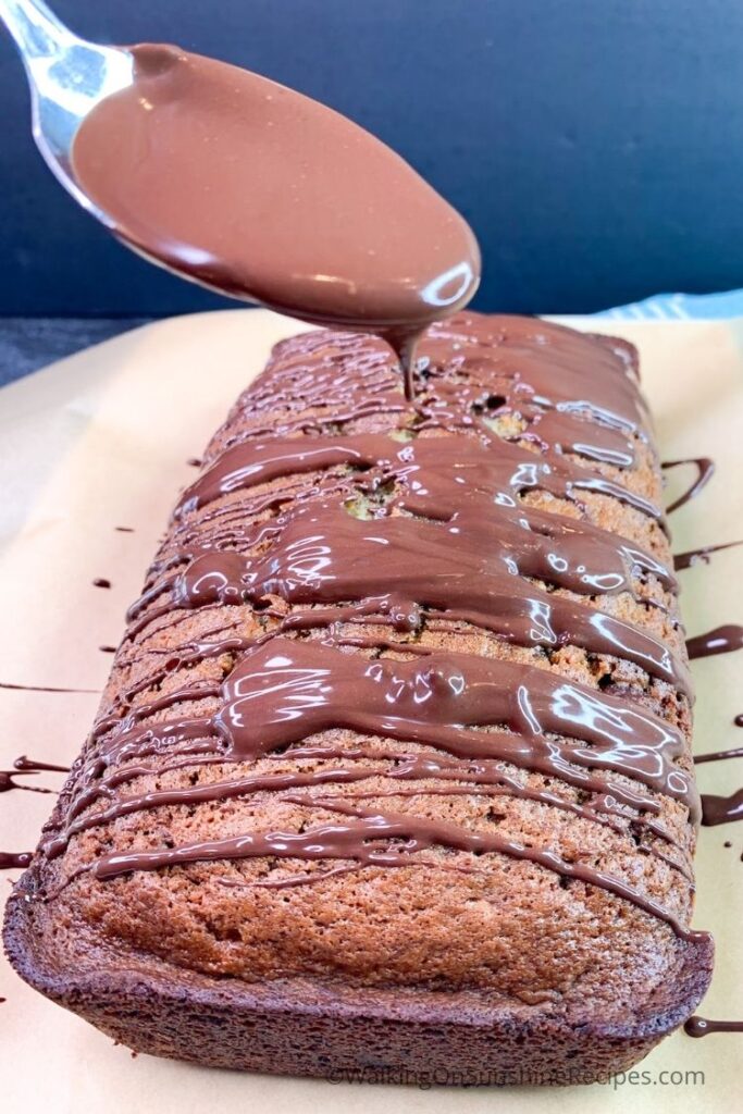 drizzle melted chocolate on top of baked banana bread.