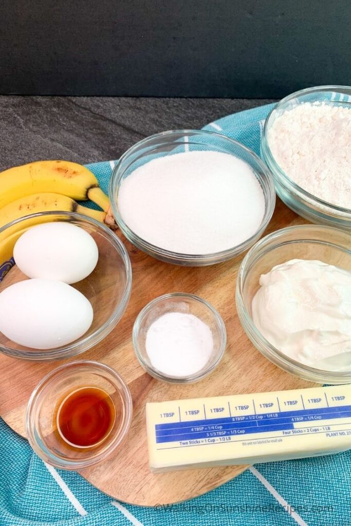 Easter Banana Bread ingredients.
