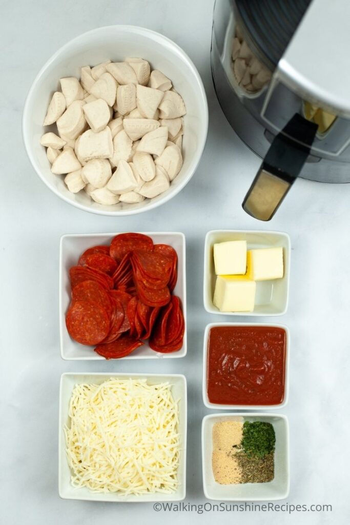 Ingredients with air fryer. 