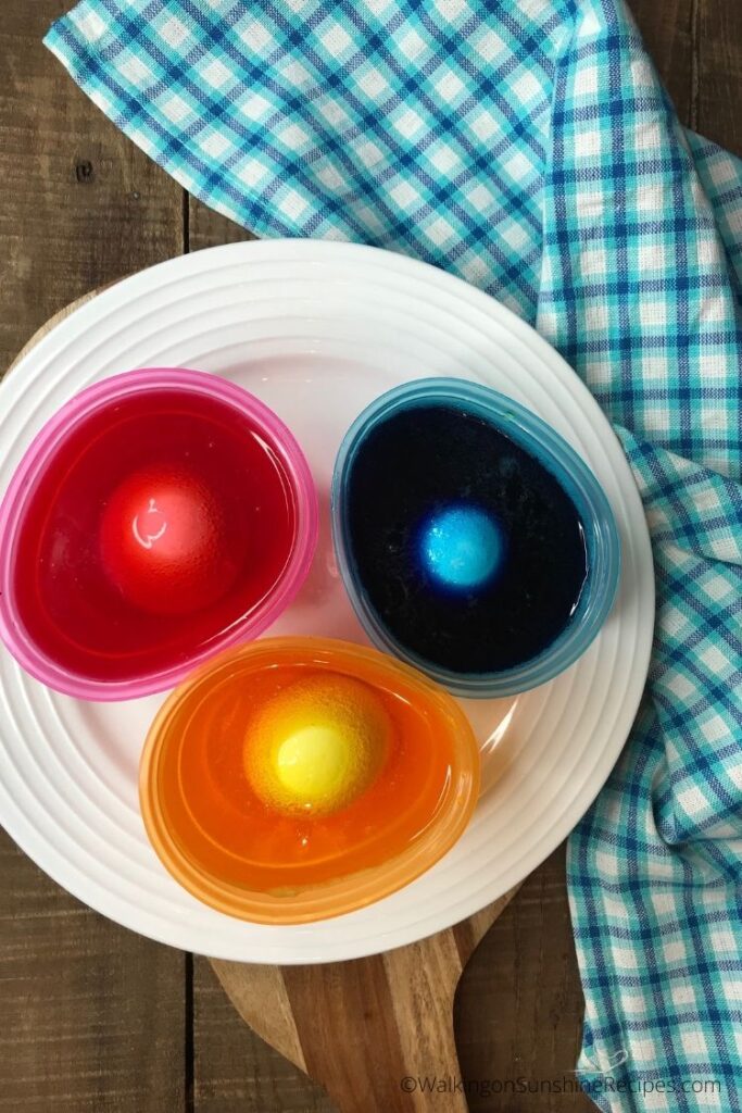 hard boiled eggs in dye.